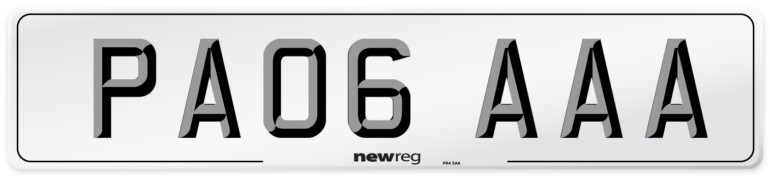 PA06 AAA Number Plate from New Reg